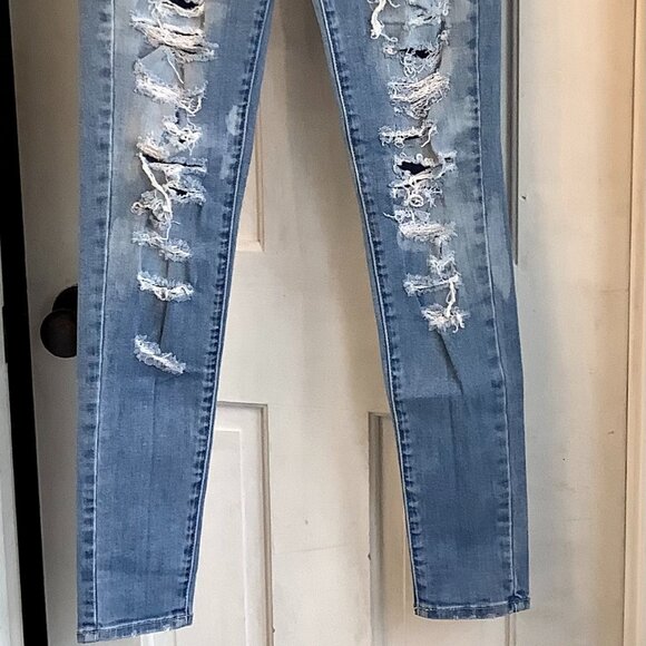 American Eagle Super Stretch Hi-Rise Jeggings DISTRESSED Women's 2 Regular - Picture 5 of 8